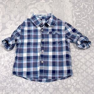 Plaid button down collared shirt 18 months
